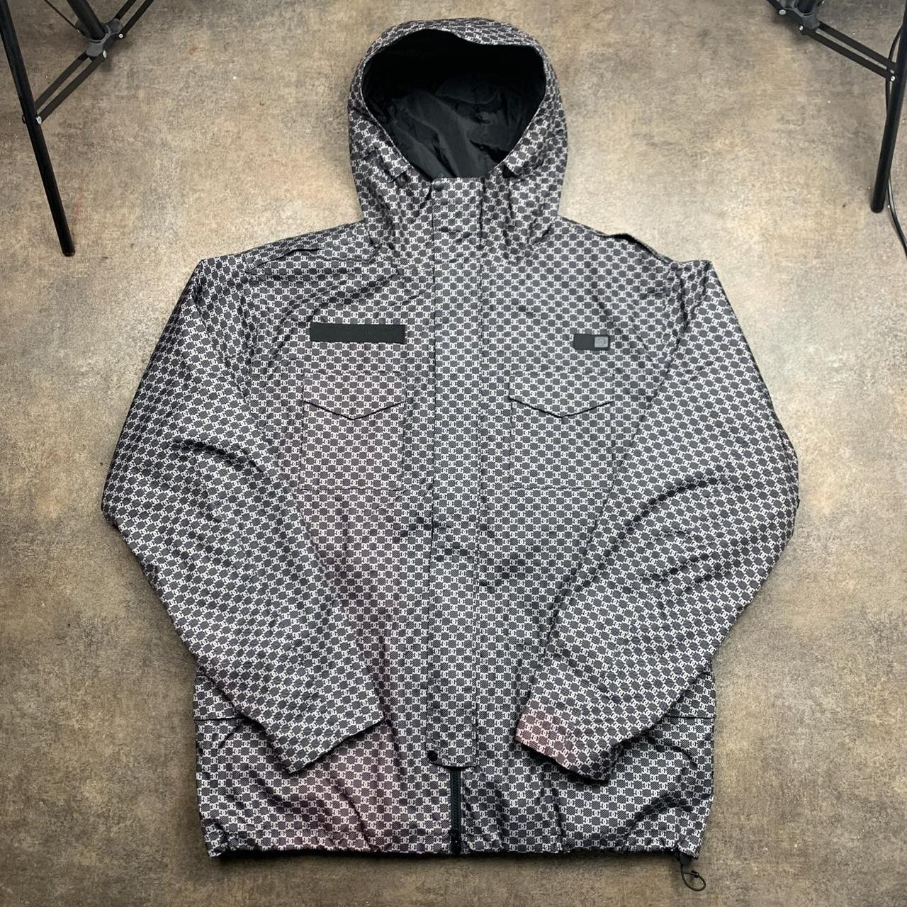 DC Shoes 00s graphic checked grey ski jacket
