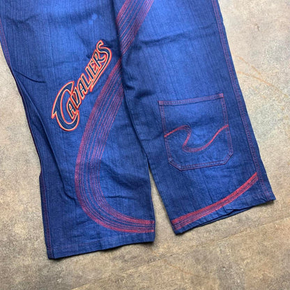 UNK Denim 90s cavaliers navy baggy graphic jeans
