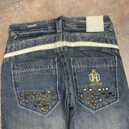 Enyce 00s studded graphic blue baggy denim jeans