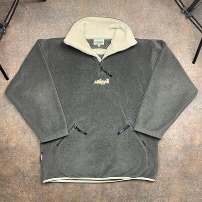 Animal 90s brown-grey boxy logo fleece sweater