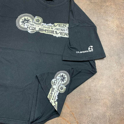 Quiksilver 00s black gold boxy graphic tee
