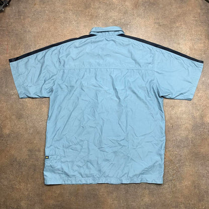 Quiksilver 90s graphic boxy blue button shirt