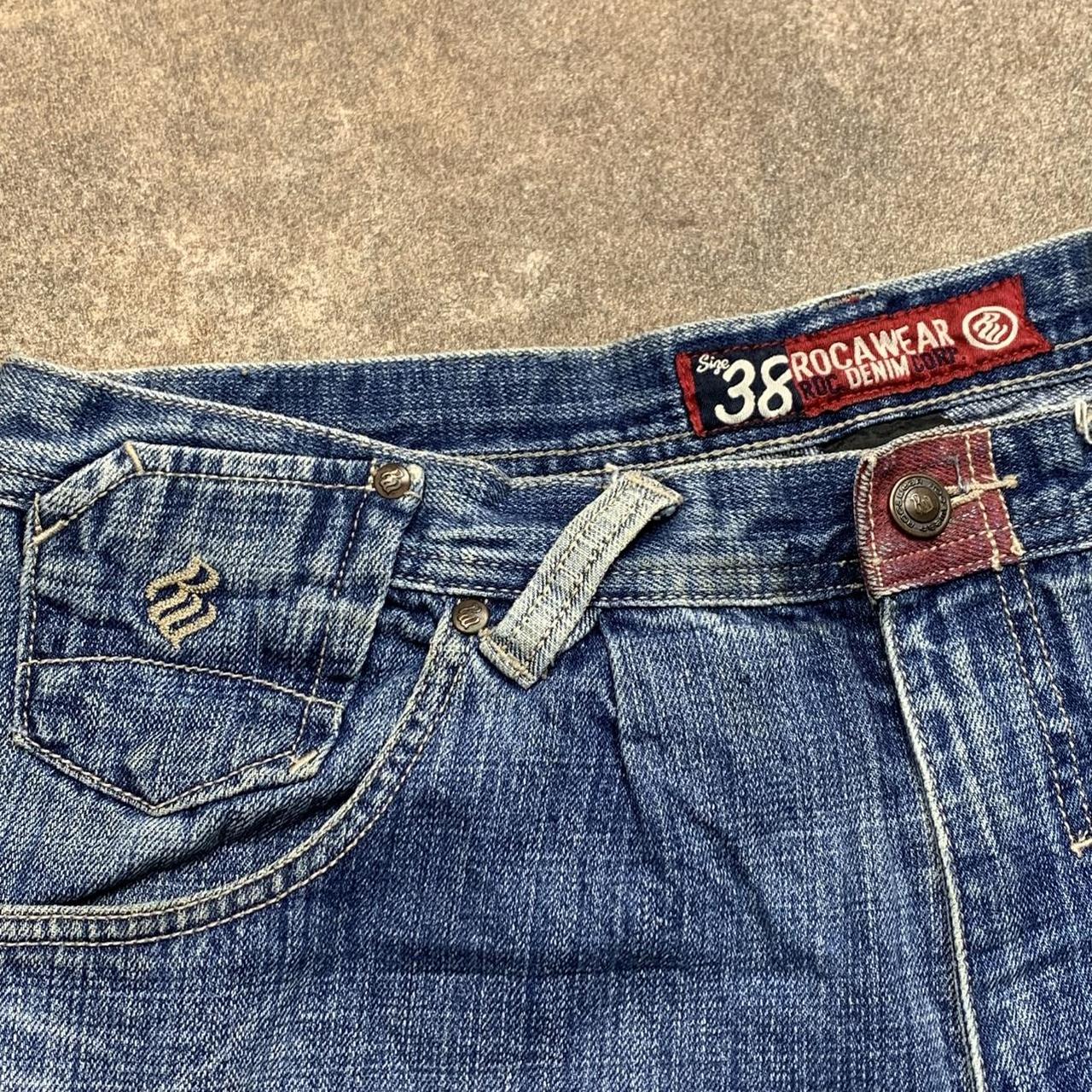 Rocawear 00s baggy double knee blue denim jeans