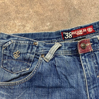 Rocawear 00s baggy double knee blue denim jeans