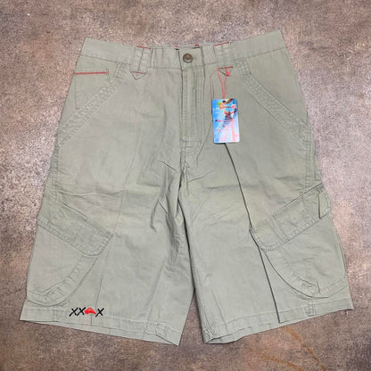 Quiksilver 00s green graphic baggy cargo shorts