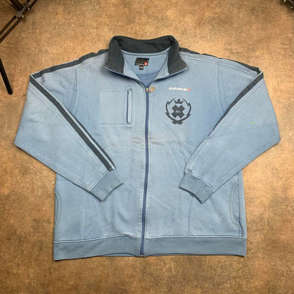 Quiksilver 00s blue black grunge graphic zip jumper