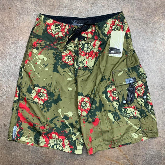 Oakley 00s khaki baggy graphic boardshorts