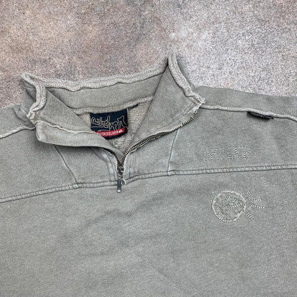 Quiksilver 00s graphic cream zip jumper