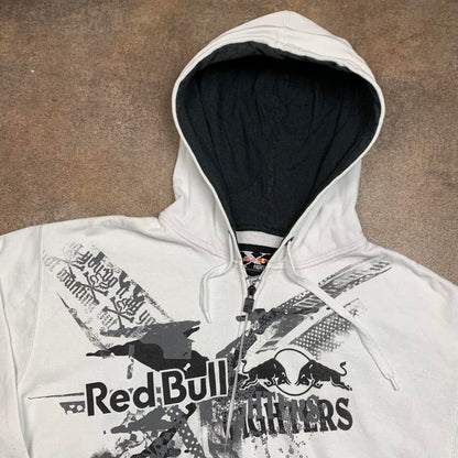 Fox Racing x Red Bull 00s graphic white boxy zip hoodie