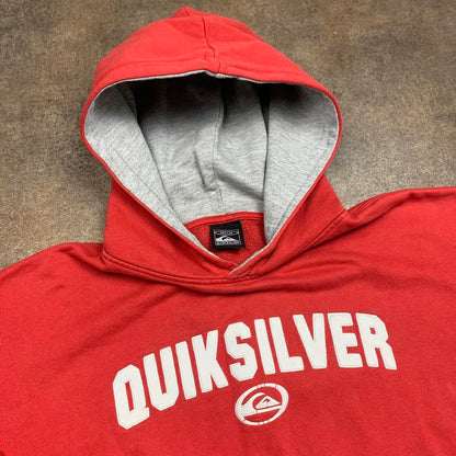 Quiksilver 90s red boxy graphic hoodie