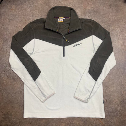 O'Neill 00s cream brown quarter zip fleece