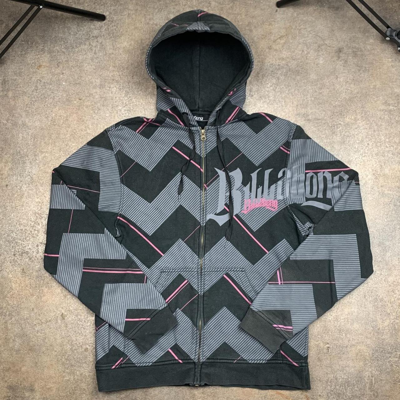 Billabong 00s black grey graphic zip hoodie