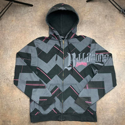 Billabong 00s black grey graphic zip hoodie