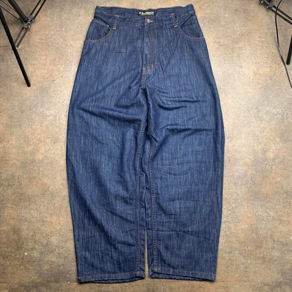 Southpole 00s baggy navy embroidered denim jeans