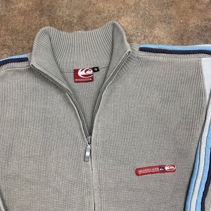 Quiksilver 90s knit beige cream zip fleece jumper