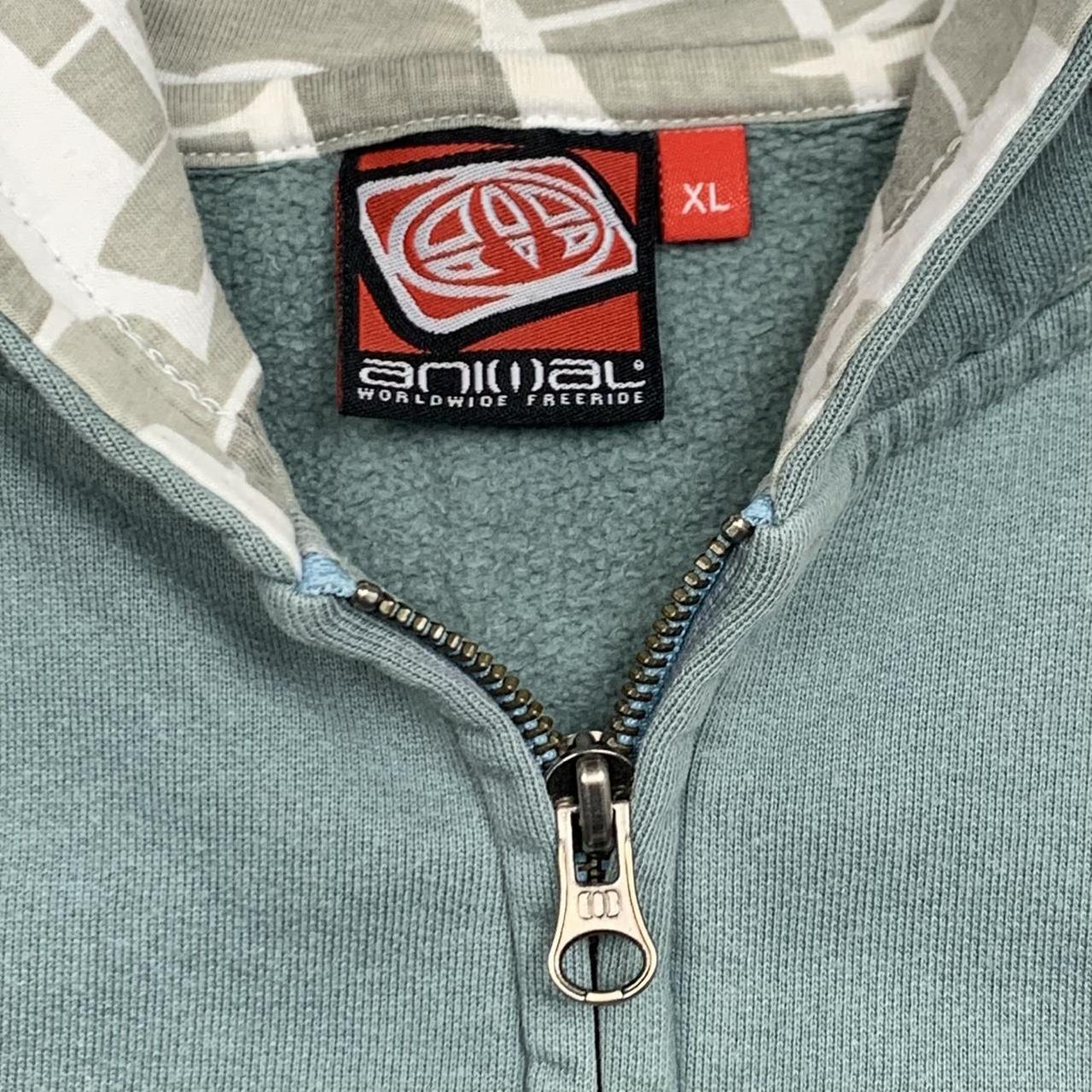 Animal 00s blue graphic cut and sew zip hoodie