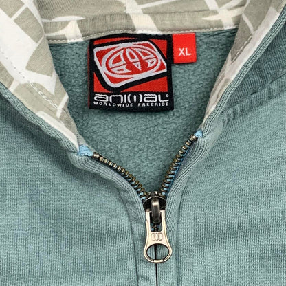 Animal 00s blue graphic cut and sew zip hoodie
