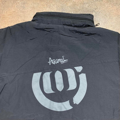 Animal 00s black grey graphic utilised zip jacket