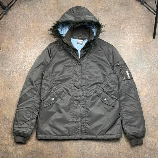 Roxy 90s brown utilised fur hood jacket