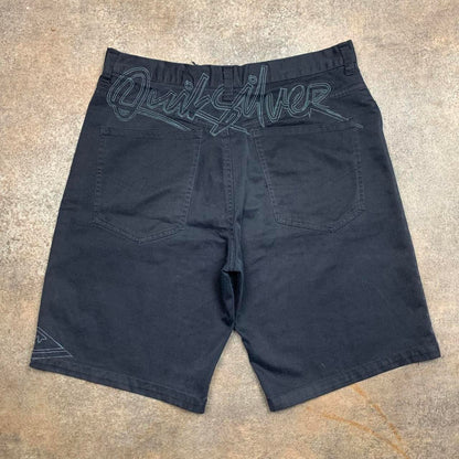 Quiksilver 00s black navy graphic baggy jorts