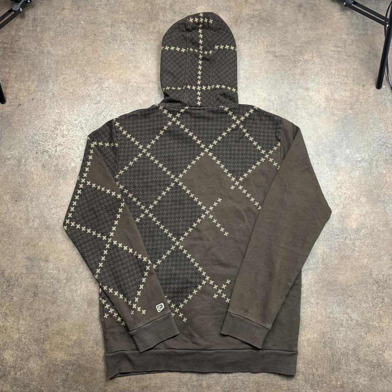 Rip Curl 00s brown graphic boxy zip hoodie