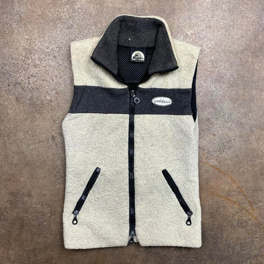 Mambo Goddess 00s white black fleece gilet vest
