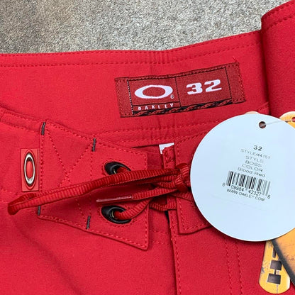 Oakley Software 00s red graphic baggy boardshorts