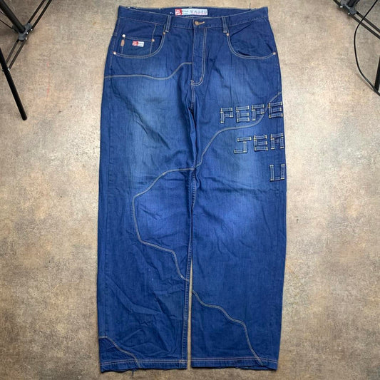 Pepe Jeans 00s navy baggy graphic denim jeans