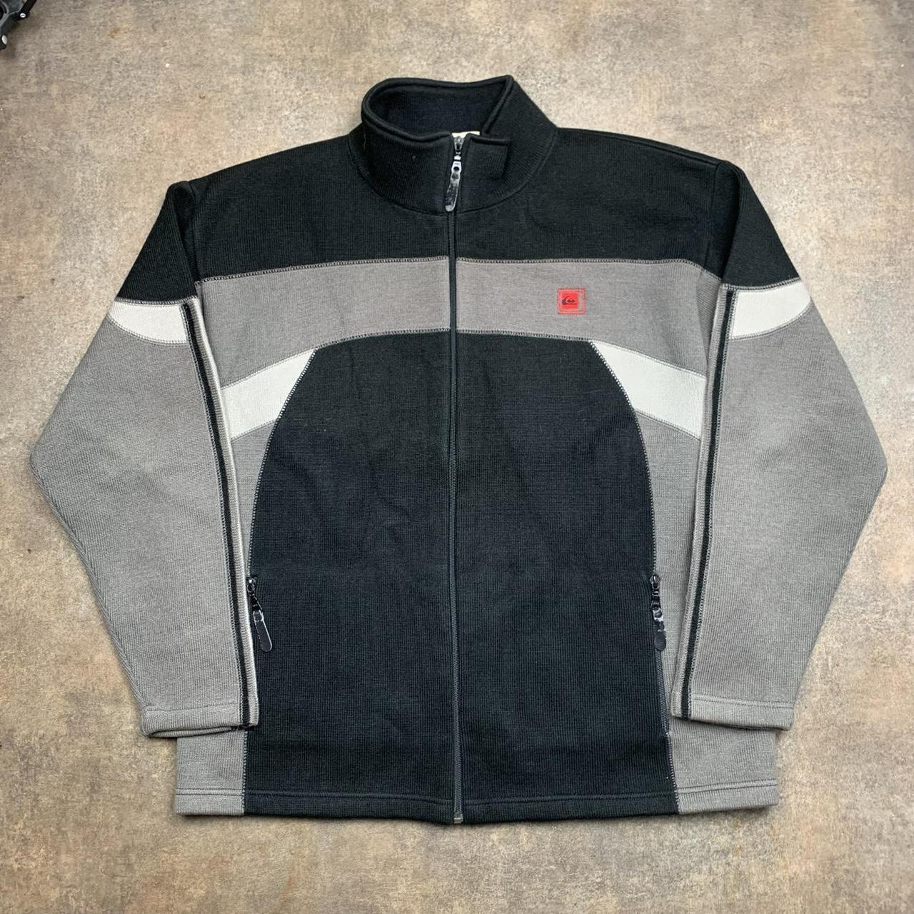 Quiksilver 90s black grey knit zip jumper