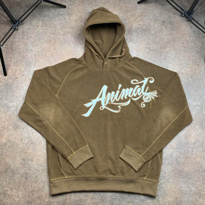 Animal 00s brown graphic baggy hoodie