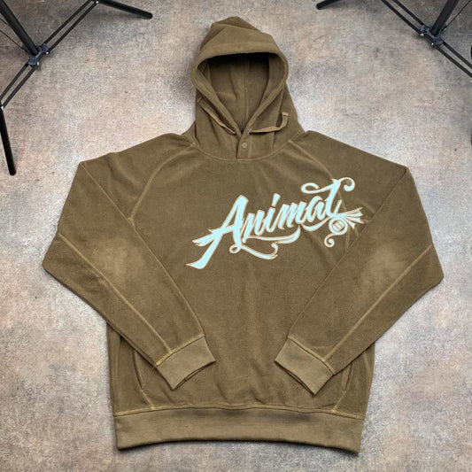 Animal 00s brown graphic baggy hoodie