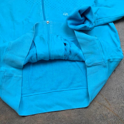 Quiksilver 00s blue graphic boxy zip jumper