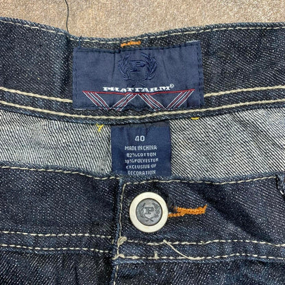 Phat Farm 90s baggy graphic navy denim jorts