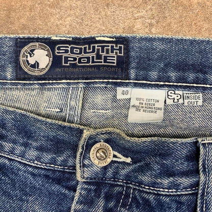 Southpole 00s graphic carpenter baggy blue denim jeans