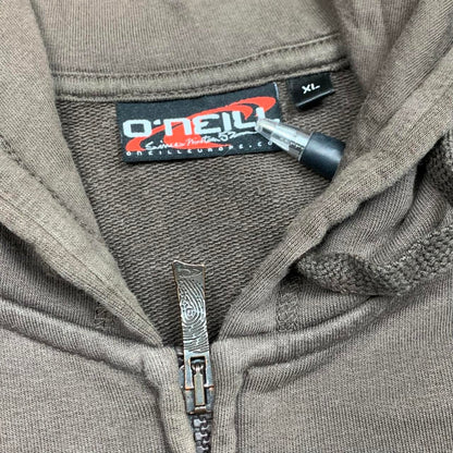 O’Neill 00s brown graphic cut and sew zip hoodie