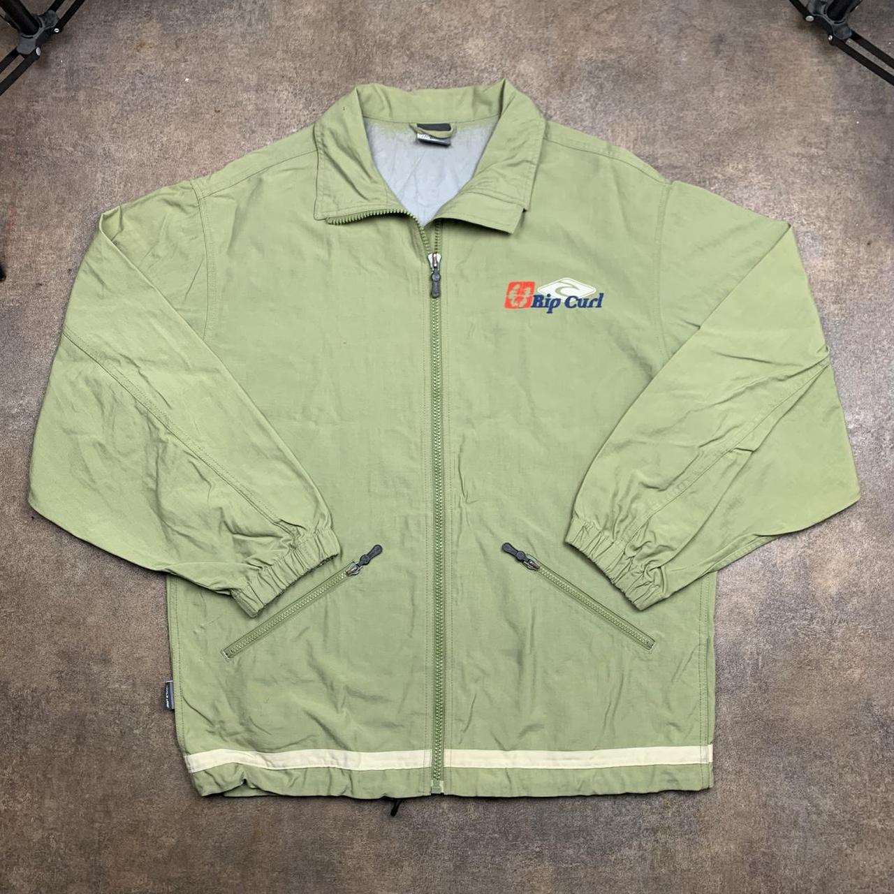 Rip Curl 90s graphic green boxy zip track jacket
