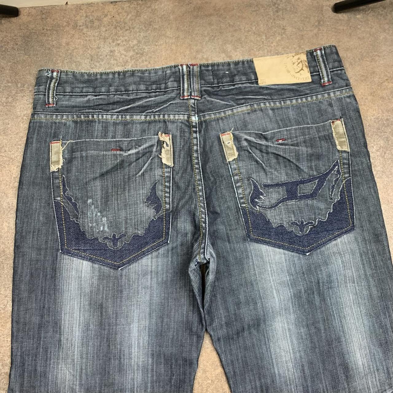 Diesel 00s baggy grey navy graphic denim jeans
