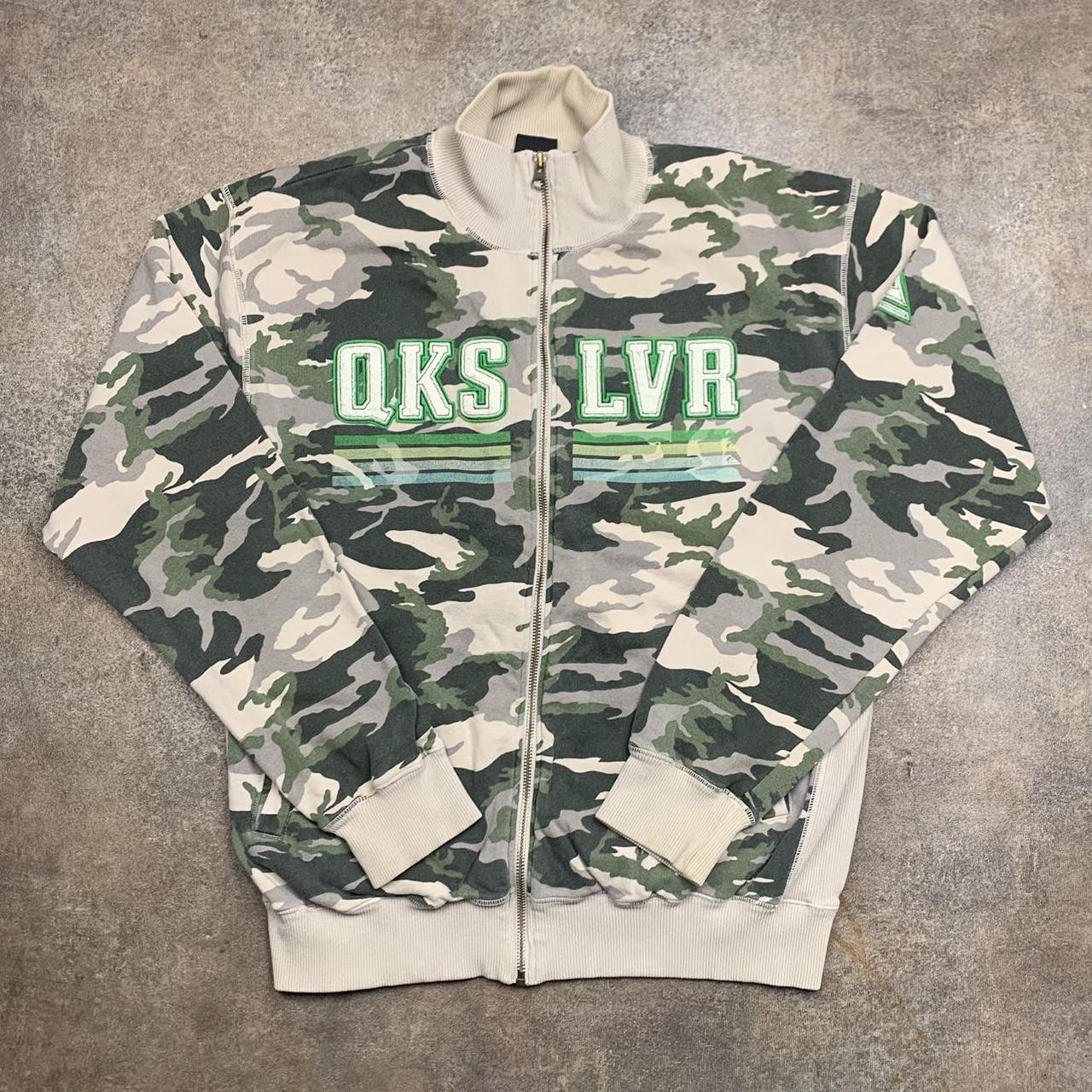 Quiksilver 00s camo beige baggy zip sweater