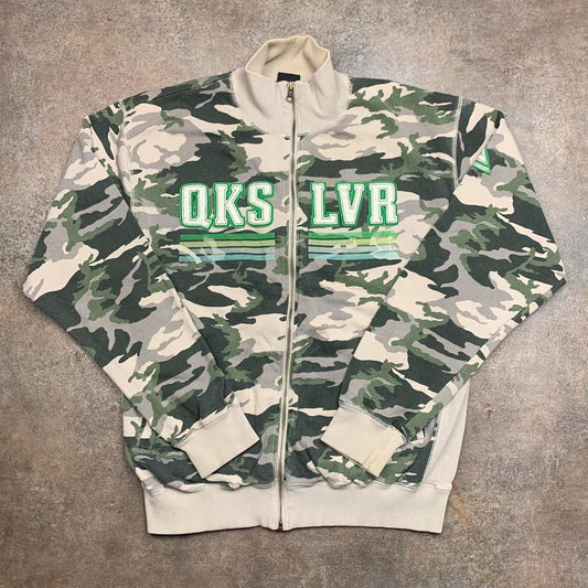 Quiksilver 00s camo beige baggy zip sweater