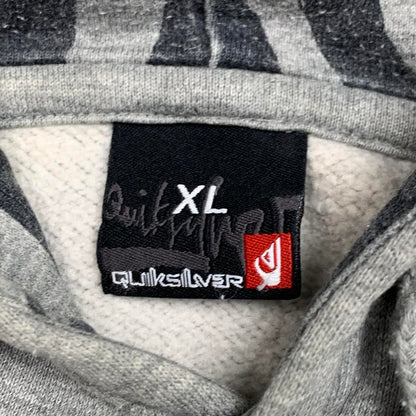 Quiksilver 00s light grey graphic boxy hoodie
