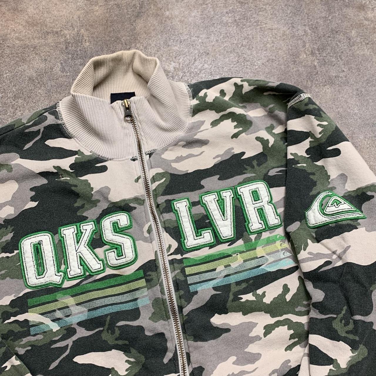 Quiksilver 00s camo beige baggy zip sweater