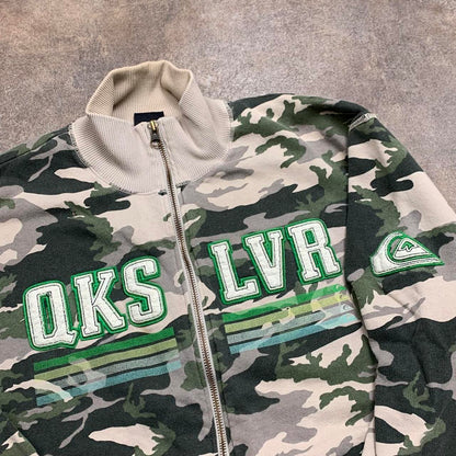 Quiksilver 00s camo beige baggy zip sweater