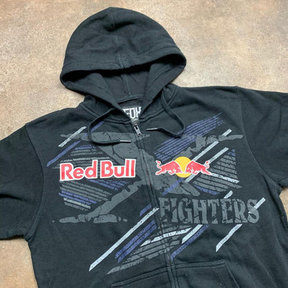 Fox Racing x Red Bull 00s black graphic zip hoodie