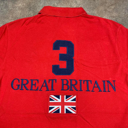 Polo Ralph Lauren 00s Great Britain red graphic polo shirt