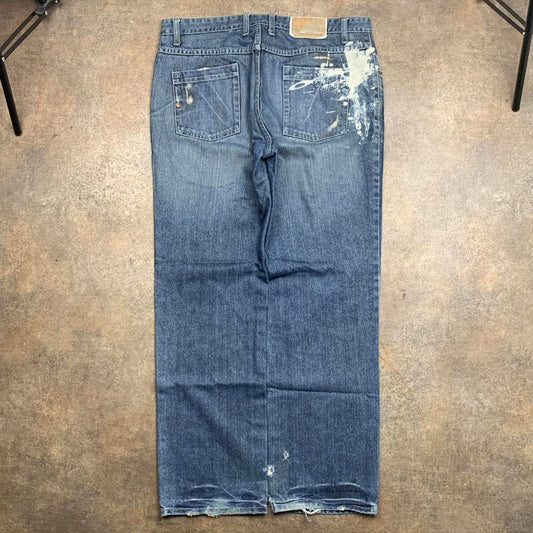 Oakley 00s baggy navy blue graphic denim jeans
