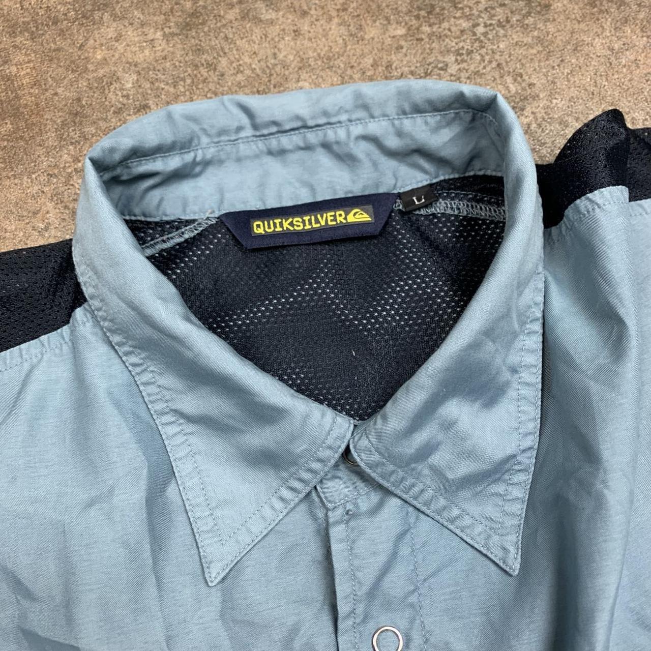 Quiksilver 90s graphic boxy blue button shirt
