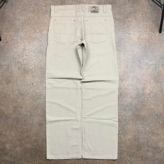 Oakley 00s cream beige baggy logo jeans