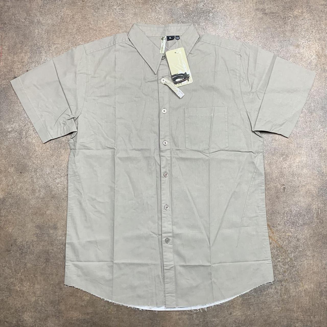 Oakley 00s cream beige button collar shirt