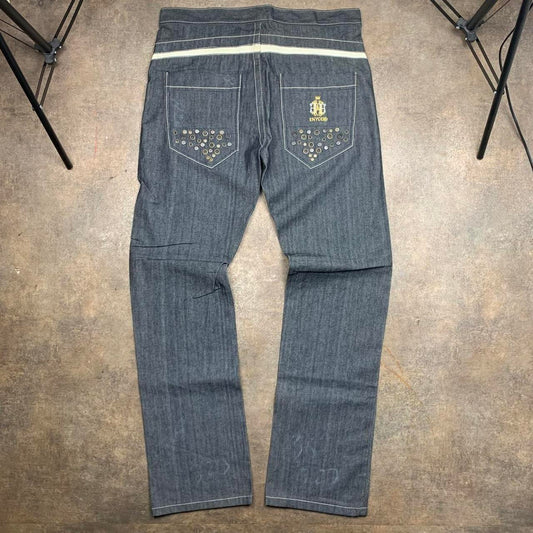Enyce 00s graphic baggy navy grey denim jeans