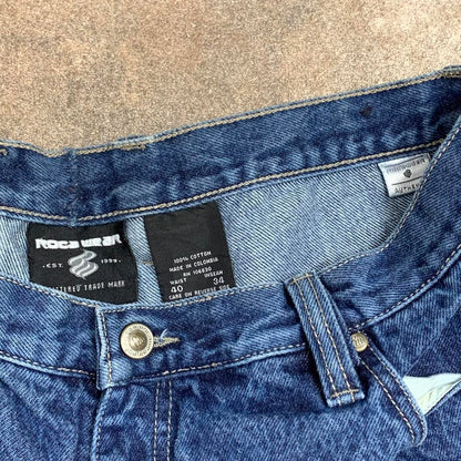 Rocawear 90s baggy navy graphic denim jeans